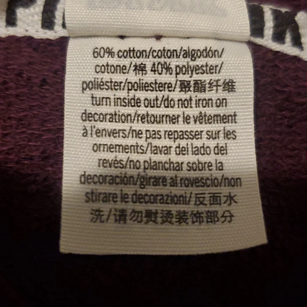 Victoria's Secret PINK Hoodie in Deep Maroon with White Accents Size LARGE - Picture 3 of 7